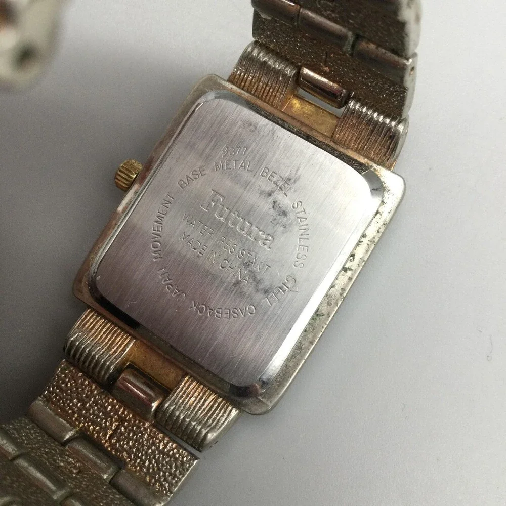Futura Womens Watch 28mm Nugget Style Two Tone Bracelet 18871 New Battery 7